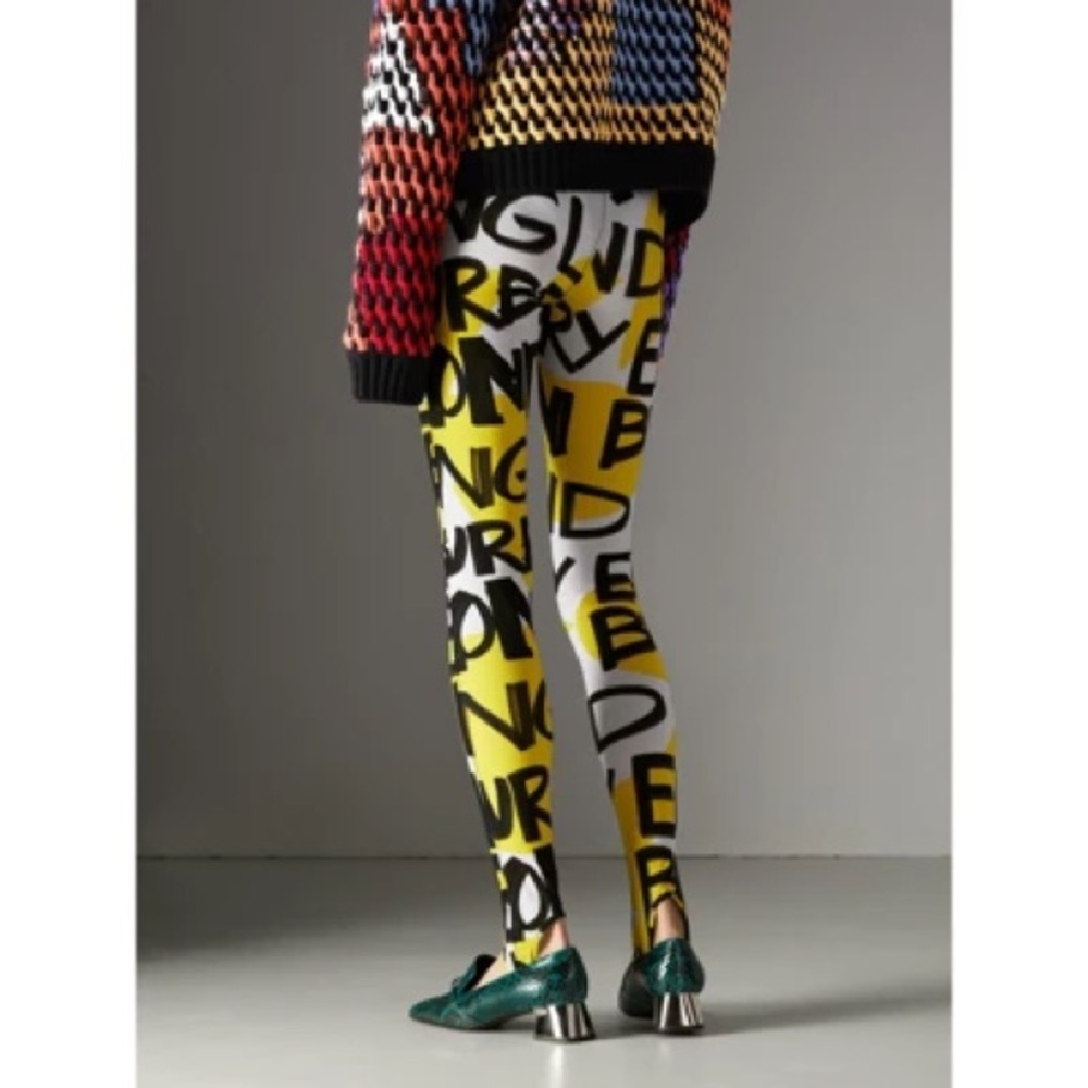 Burberry 2018 Runway Graffiti Logo Stirrup Leggings - XXL